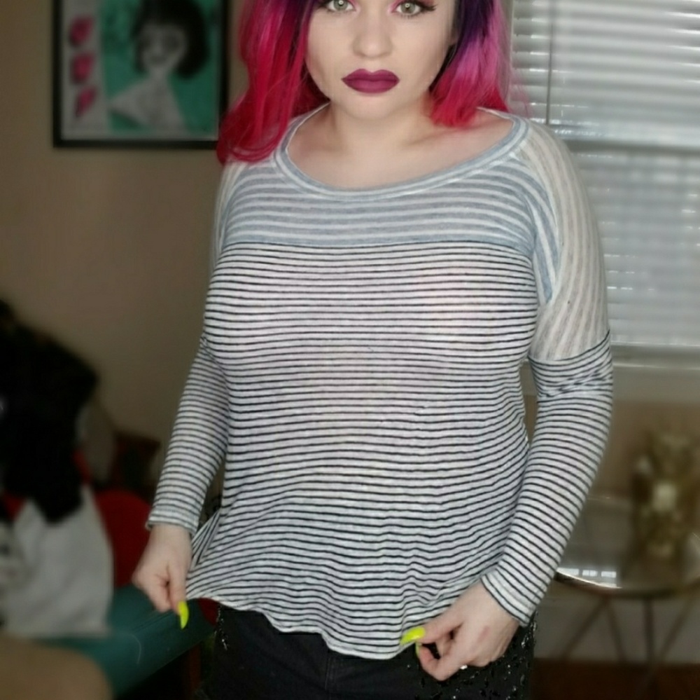 Stripey j crew long sleeved top. Casual style.